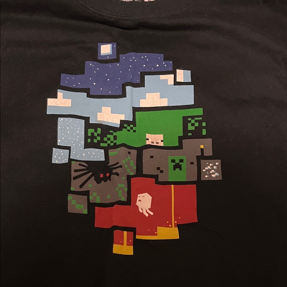 Black Mine Craft Graphic Kids T-Shirt - Picture 3 of 3